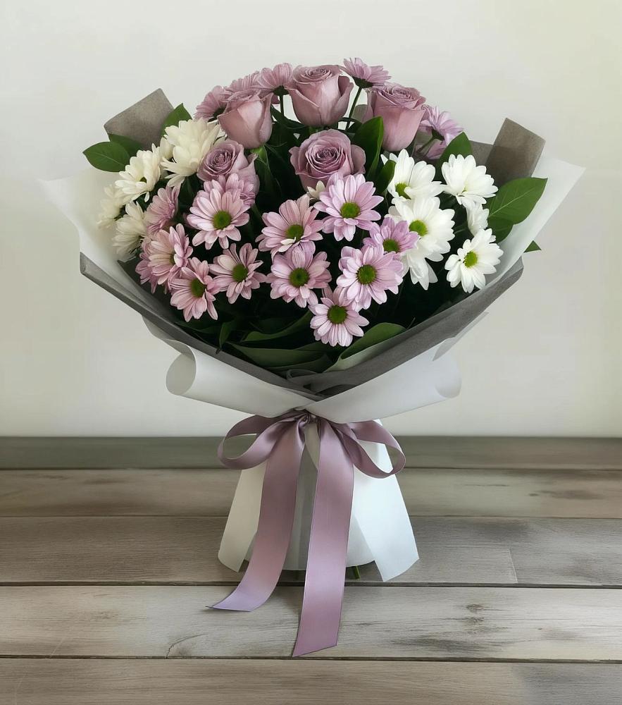 Букет цветов из: Хризантемы и Розы в Юрьевце