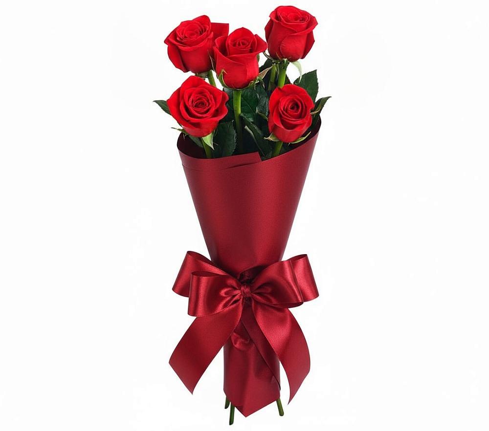 Букет 5 Красных роз Эдлесс Лав в Юрьевце