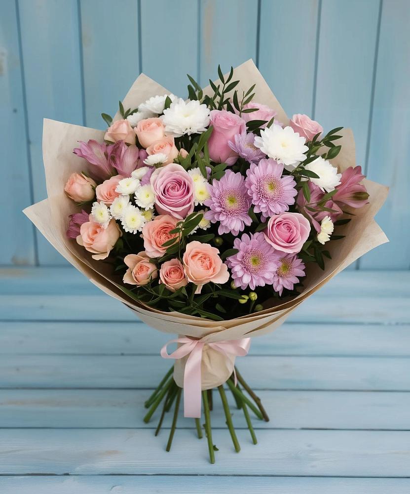 Букет цветов из: Хризантемы, Розы и Альстромерии в Юрьевце