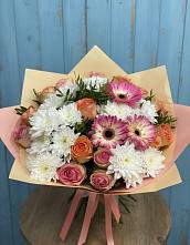 Букет цветов из:  Розы, Герберы и Хризантемы в Юрьевце