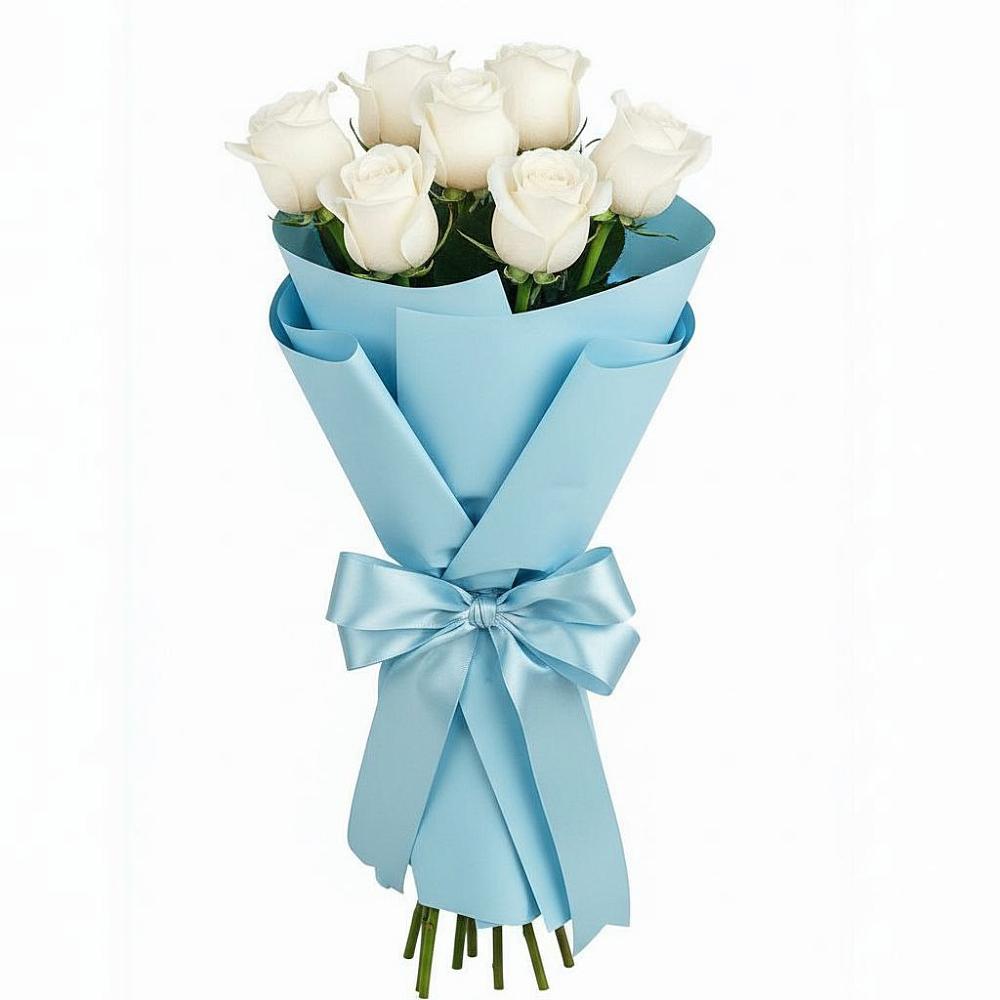 Букет 7 белых роз Проуд в Юрьевце