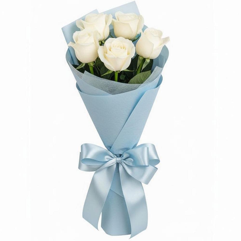 Букет 5 Белых роз Проуд в Юрьевце