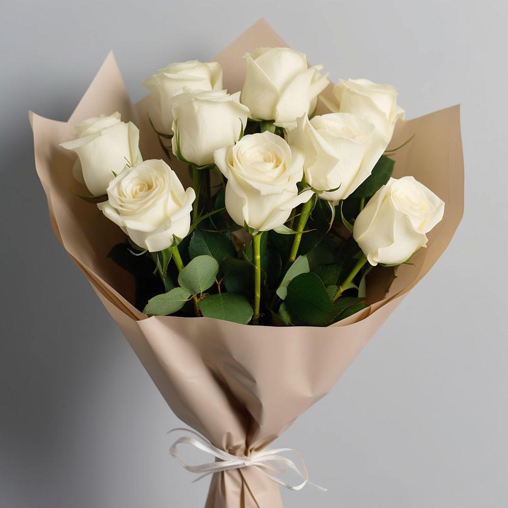 Букет 9 Белых роз Эдлесс Лав в Юрьевце