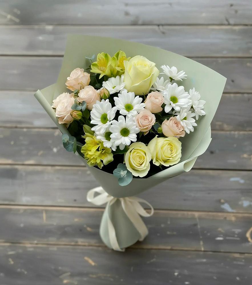 Букет цветов из: Альстромерии, Розы и Хризантемы в Юрьевце