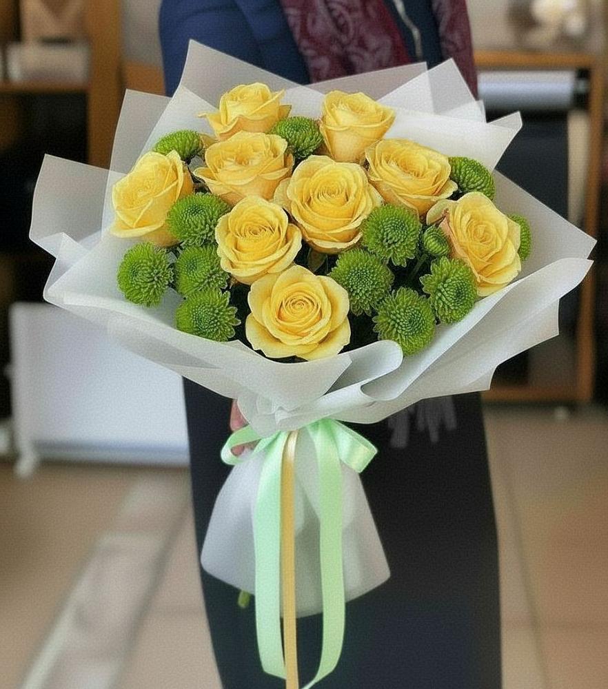 Букет цветов из: Хризантемы и Розы в Юрьевце