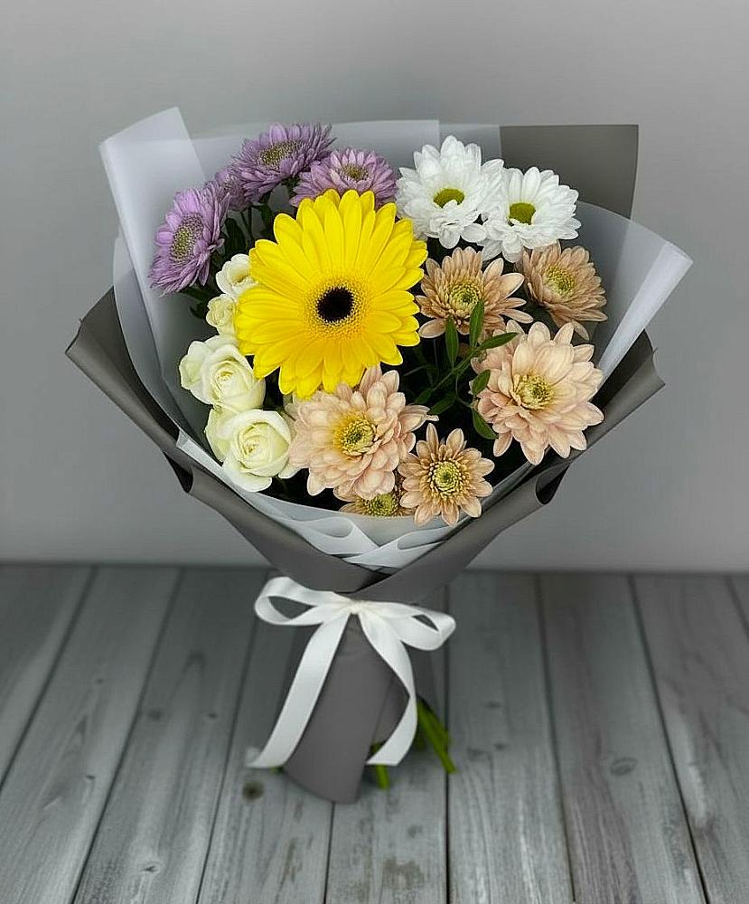 Букет цветов из: Розы, Герберы и Хризантемы в Юрьевце