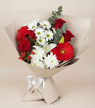 Букет цветов из:  Розы, Хризантемы, Герберы и Лилии в Юрьевце