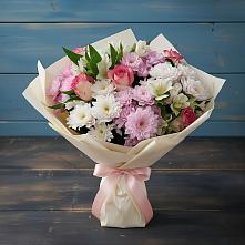 Букет цветов из:  Хризантемы, Альстромерии и Розы в Юрьевце