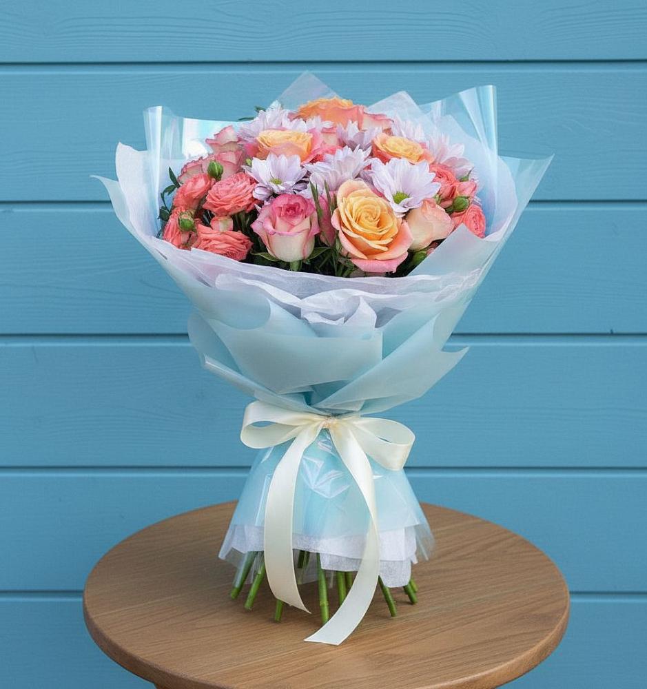 Букет цветов из: Хризантемы и Розы в Юрьевце