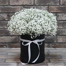 Цветочная композиция из Гипсофила в шляпной коробке в Юрьевце